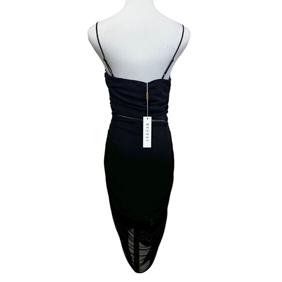 NWT MESHKI SARAH BLACK MESH SEMI-SHEER MINI DRESS - S - Picture 3 of 9